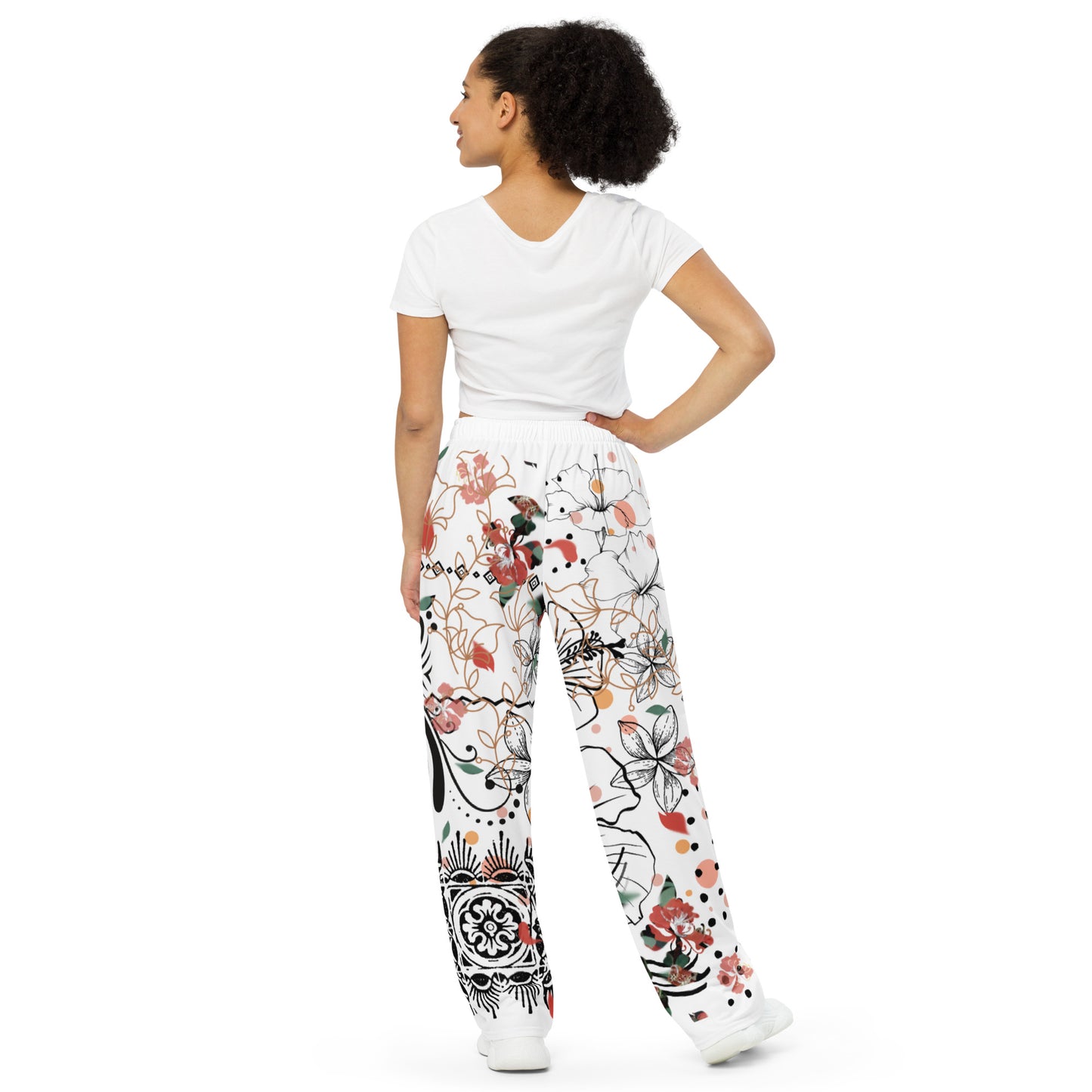 Bestest X Affirmations  Flowers All-over print unisex wide-leg pants