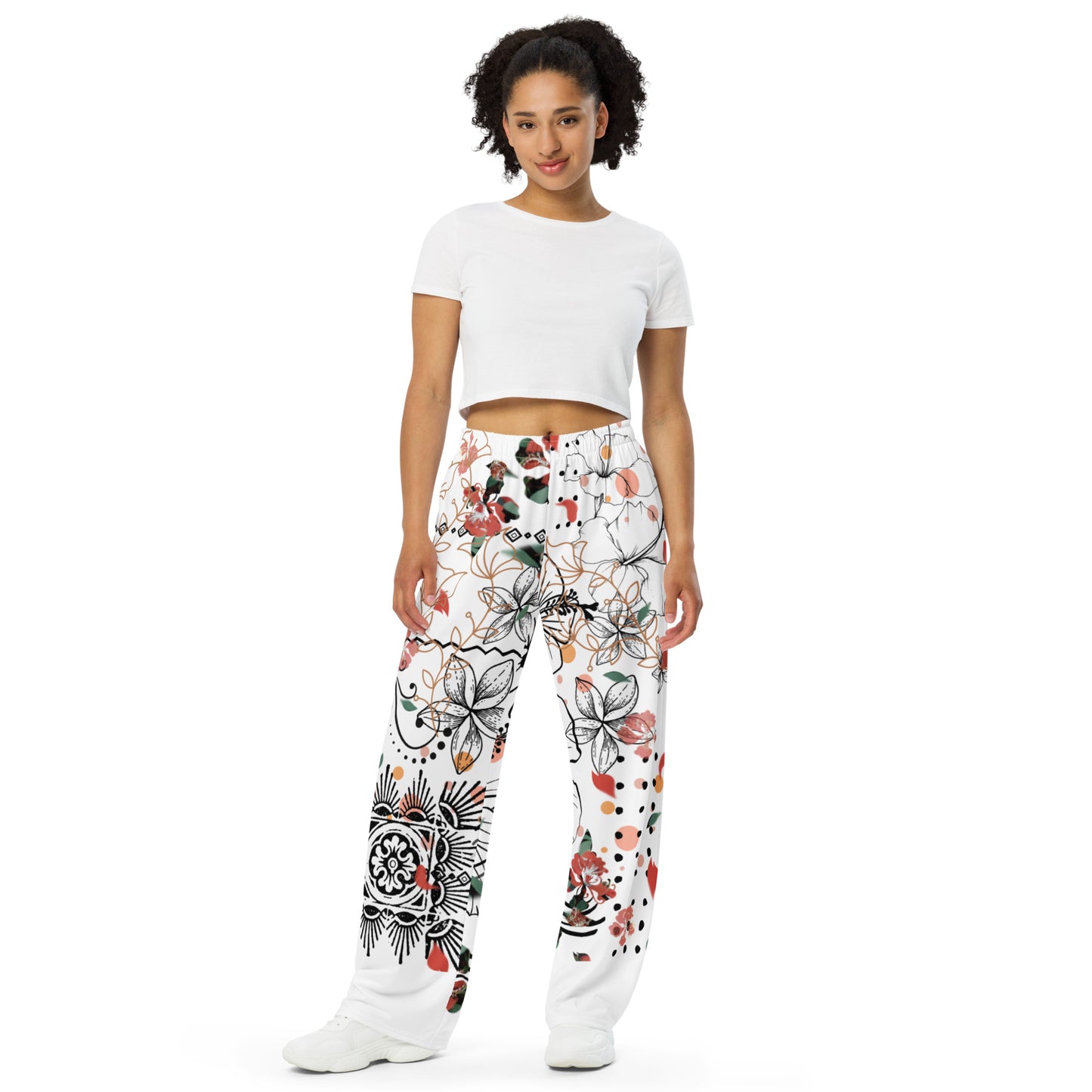 Bestest X Affirmations  Flowers All-over print unisex wide-leg pants