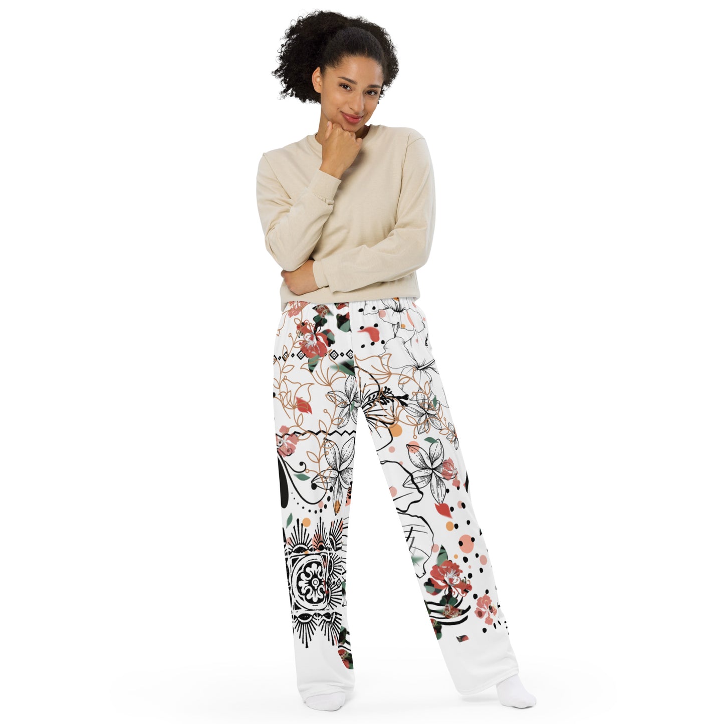 Bestest X Affirmations  Flowers All-over print unisex wide-leg pants