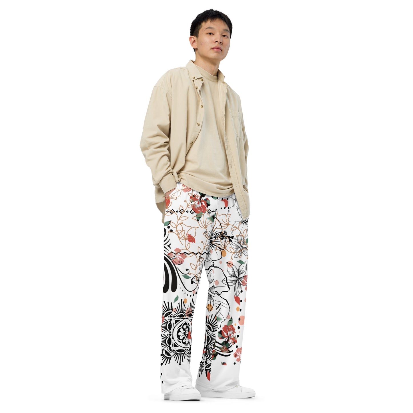 Bestest X Affirmations  Flowers All-over print unisex wide-leg pants